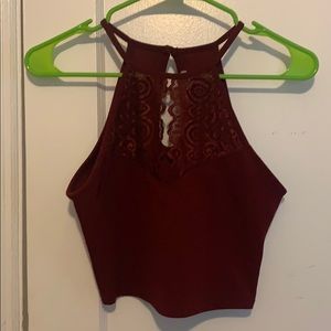 High neck red crop top